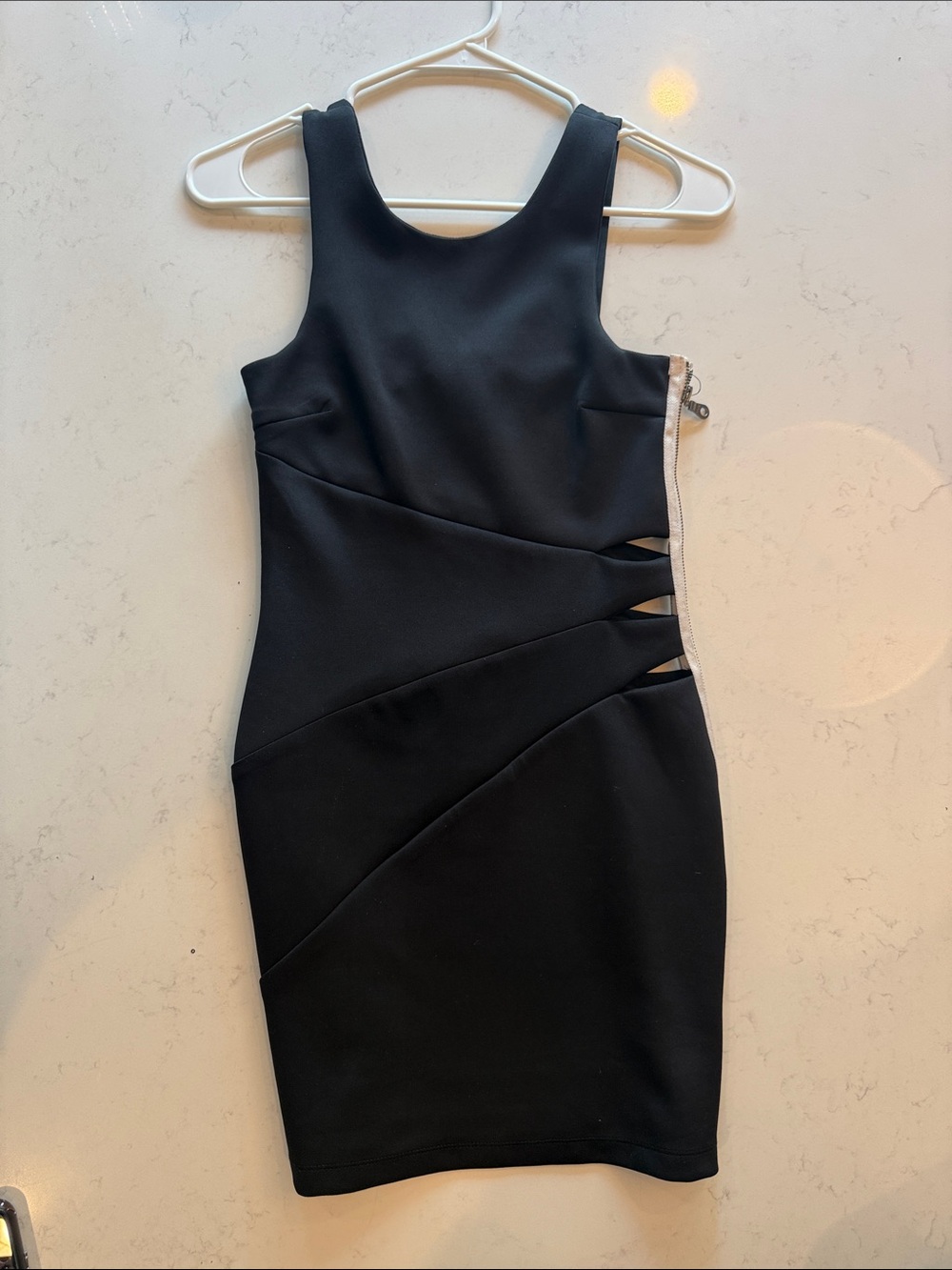 bebe Black Mini Bodycon Dress with Side Cutouts